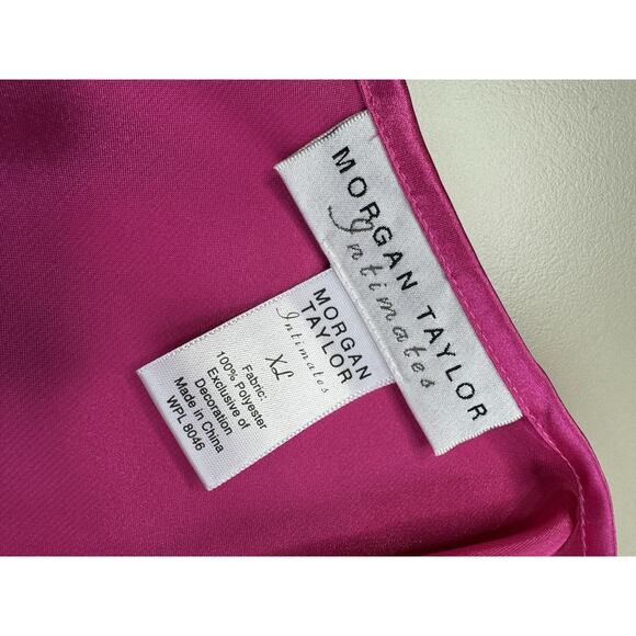 VTG Y2K Morgan Taylor Babydoll Satin Pink Slip Dress XL Chemise Lace Trim Teddy - Picture 7 of 14